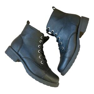 Treasure & Bond Girls Black Faux Leather Lace Up Boots Size 5